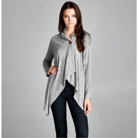 bobeau Sweaters - Bobeau One Button Fleece Wrap Cardigan Size Medium